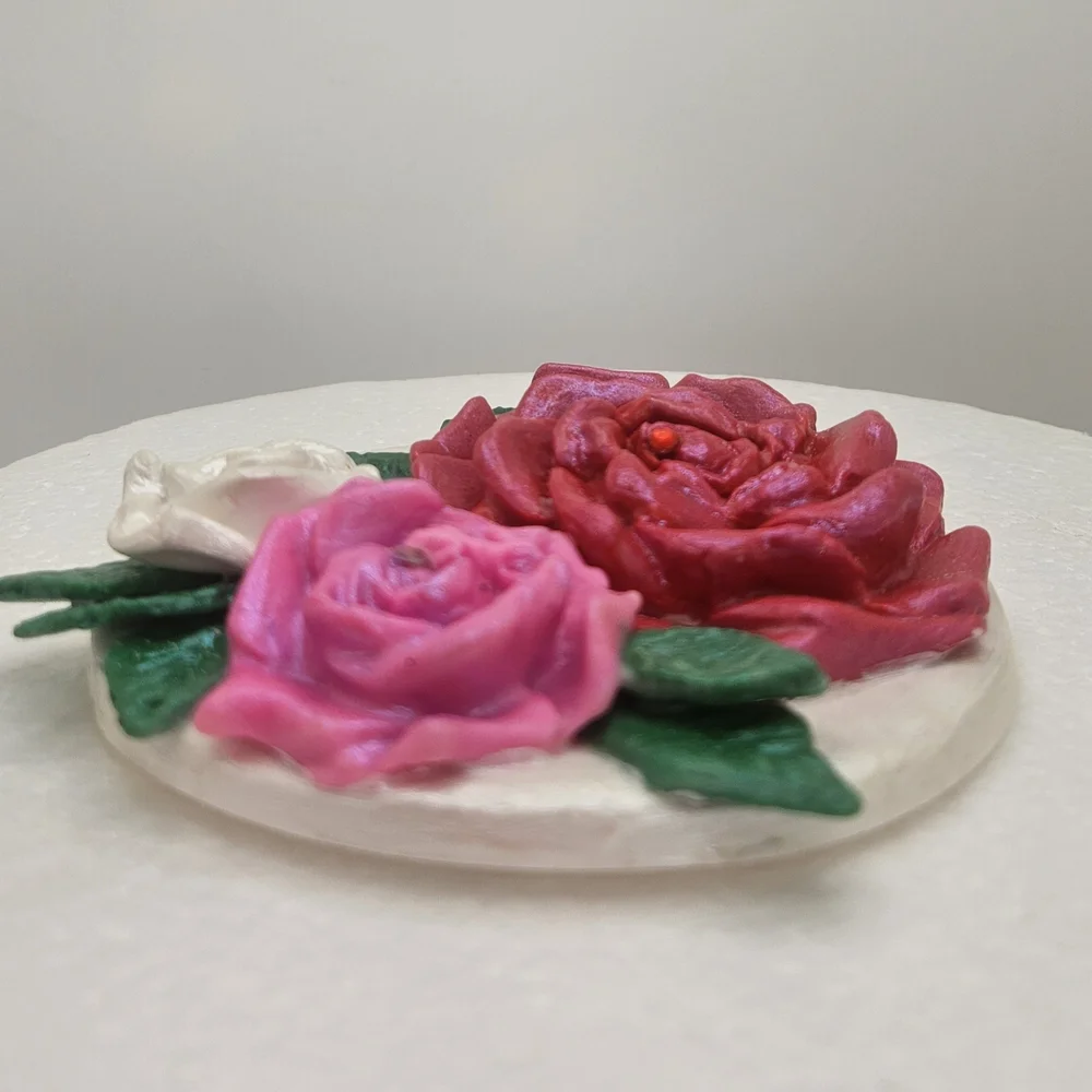 Floral Cake Topper with Red and Pink Roses